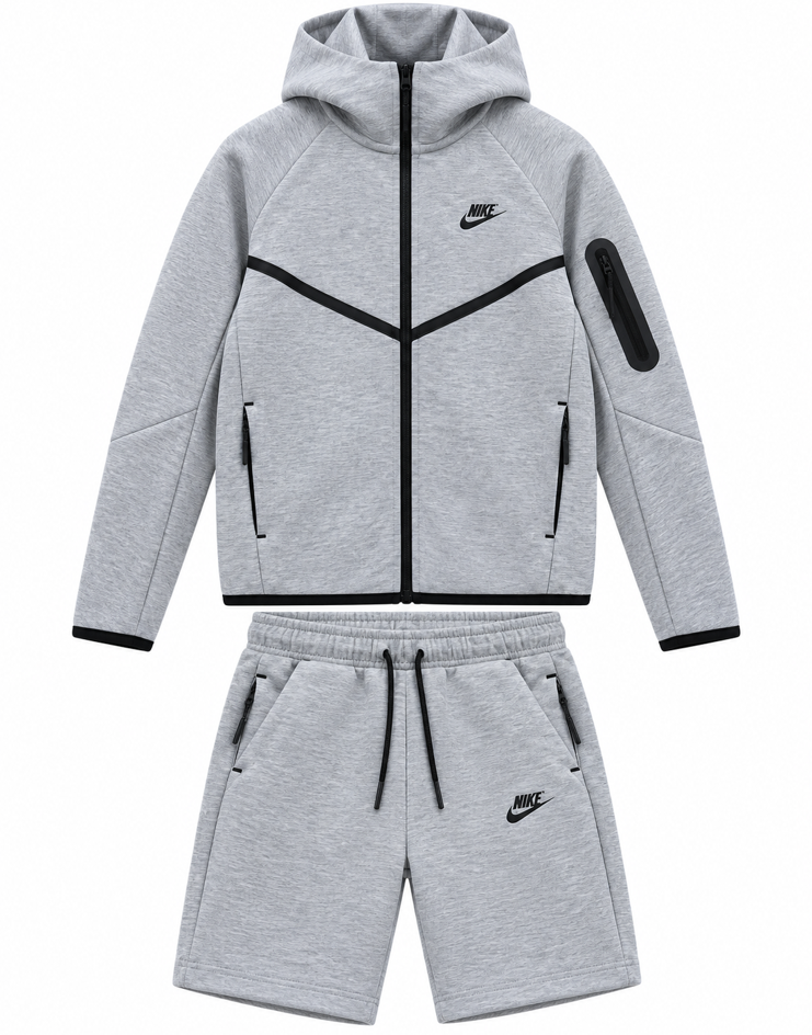 Men's Fleece Hoodie & Shorts Set in grey