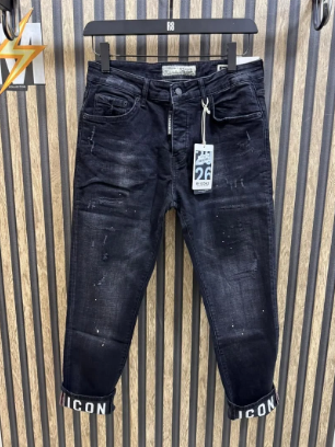 Men's Black Distressed ICON Slim Jeans