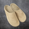 Suede slip-on slippers in beige